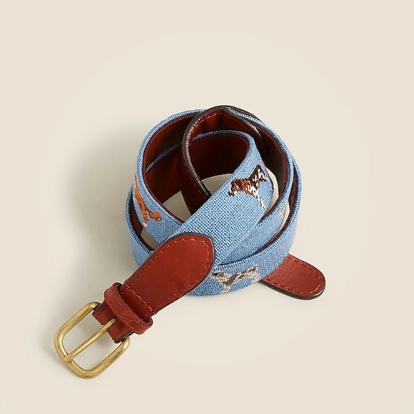 New! Smathers & Branson x J. Crew Dog Needlepoint Belt - Picture 1 of 14